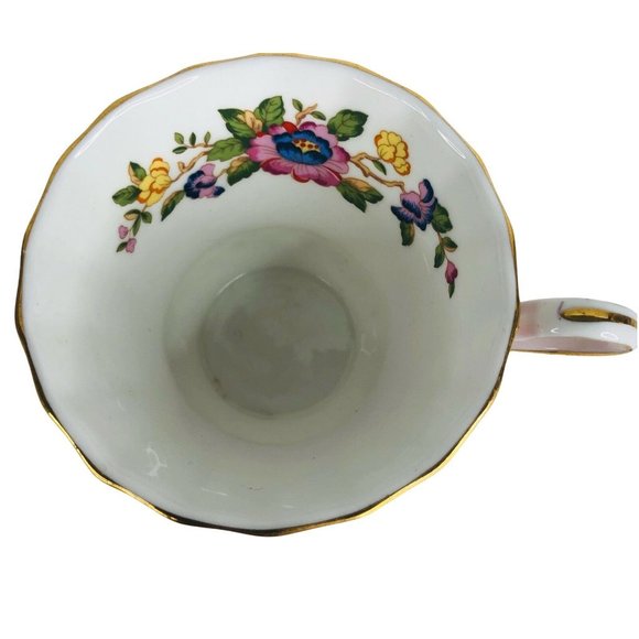 Aynsley Tea Cup & Saucer #2970 Pink Floral Bone China Footed Gold England VTG - Picture 3 of 10